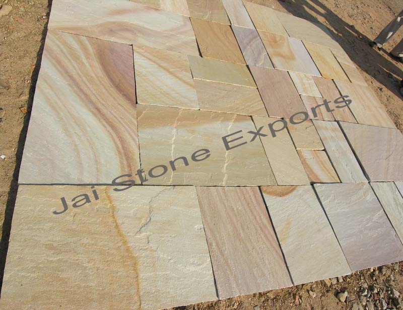 Buff Indian Natural Sandstone Tile Paving